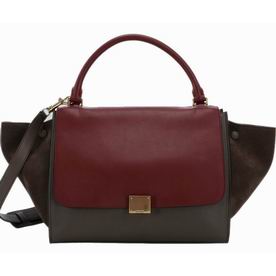 Celine Trapeze Calfskin Should/Hand Bag Red/Brown CE467098