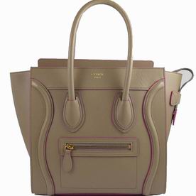 CELINE Calfskin Small Square Luggage Nano Bag Kakhi CE57602