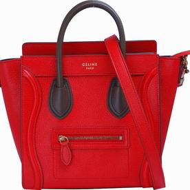 Celine Square Luggage Bubble Calfskin Nano Mini Bag Red/Black CE544544