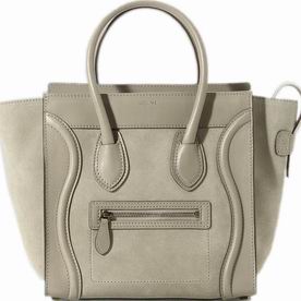 Celine Calfskin/Suede Nano Luggage Micro Mini Bag Gray CE14170