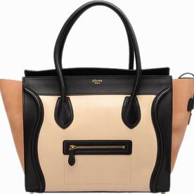 Celine Calfskin Nano Luggage Bag Black/Hami Melon CE40273