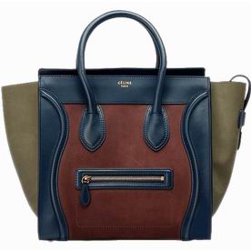 Celine Calfskin Nano Luggage Blue/Coffee/Blackish Green CE44765