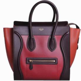 Celine Calfskin Nano Luggage In Coffee/Hot Pink CE473818