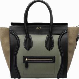 Celine Calfskin Nano Luggage Medium Bag Black/Apricot C165214BAP