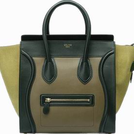 Celine Calfskin&Chamois Luggage Mini Bag Black&sienna 136908CBY