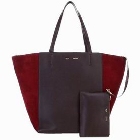 Celine Cabas Lambskin Shopping Bag(Coffee/Red) CE40290