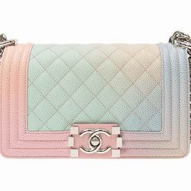 Chanel Colorful Calfskin Leather Small Boy Bag Pink Lock Silver Chain A67085CMCP