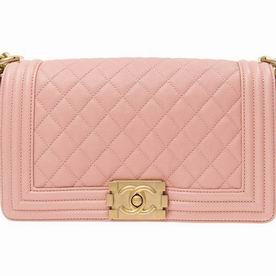 Chanel Pink Calfskin Leather Medium Boy Bag Gold Hardware A67086CPINKG