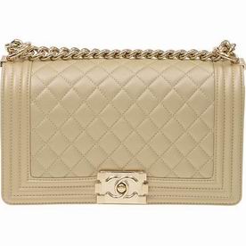 Chanel Gold Calfskin Leather Medium Boy Bag Gold Hardware A67086CGPGP