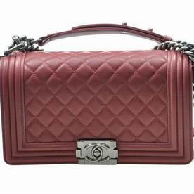 Chanel Red Calfskin Leather Medium Boy Bag Anti-Silver Hardware A67086REDS