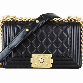 CHANEL Boy Gold Hardware Caviar Lambskin Bag in Black C7091407