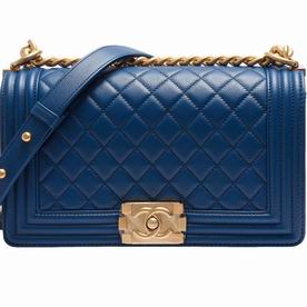 CHANEL Rhombus Gold Hardware Caviar Calfskin Bag in Water Blue C7091402