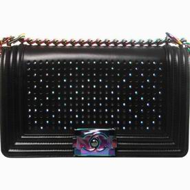 CHANEL Classic Boy Calfskin LED Shoulder Bag Black(only have original one) C7090804