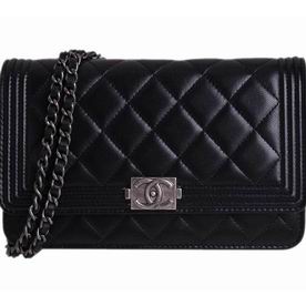 Chanel Lambskin Boy Woc Bag Anti-silver Chain Black A689120