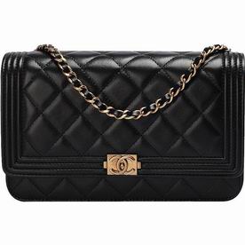 Chanel Lambskin Boy Woc Bag Anti-Gold Black A86612E