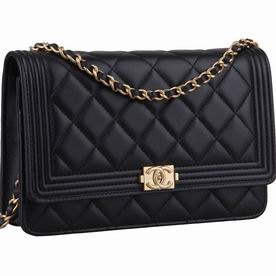 Chanel Lambskin Boy Woc Bag Gold Black A939471