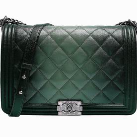 Chanel Lambskin Colorful 30cm Boy Bag Anti-silver Chain Green A35694B