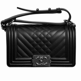 Chanel Black Lambskin Mini Boy Bag Black Hardware A92266