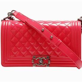 Chanel Patent Lambskin Medium Size Boy Bag Hardware Peack Red A33062