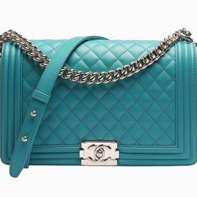 Chanel Quilted Calfskin 28cm Boy Bag Silver Hardware Blue A90729