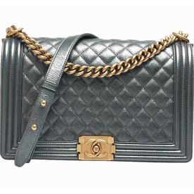 Chanel Caviar Reissue 28cm Boy Bag Gold Iron Blue-gray A56802