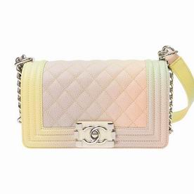 Chanel Colorful Calfskin Leather Boy Bag White Lock Silver Hardware A67085NPCB