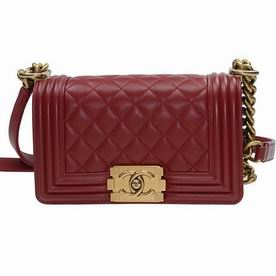 Chanel Red Calfskin Leather Mini Boy Bag Gold Hardware A67085REDGP