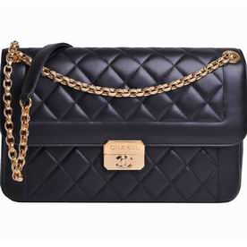 Chanel 5S CC Lambskin Quilted Bag Black Gold A67972