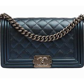 Chanel Calfskin Medium Size Boy Bag Silver Hardware Blue A56563
