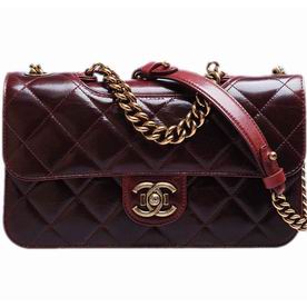 Chanel Bombay Edge Cowhide Gold Silver Bag Wine Red A551674
