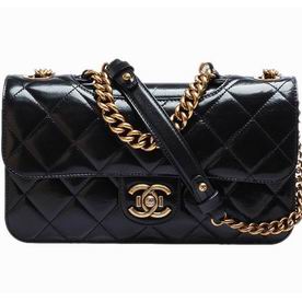 Chanel Bombay Edge Cowhide Gold Silver Bag Black A551673