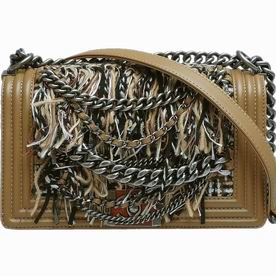 Chanel Paris-Shanghai Medium Cowhide Fringed Boy Bag Camel A551677