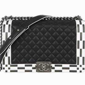 Chanel 2014 Fall Calfskin Medium Boy Bag Black Silver A92203