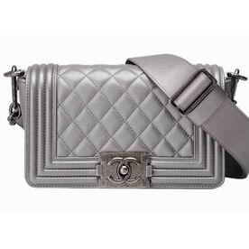 Chanel Boy Mini Lambskin Bag Antique-Silver Hardware Calx A481608