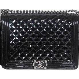 Chanel Boy Patent Bag 30cm Size Black(Antique-Silver) A49860