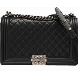 Chanel Boy Lambskin Large Size Bag Black(Antique-Silver) A51766