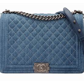 Chanel 30cm Size Denim Canvas Boy Bag Blue(Antique-Silver) A47584