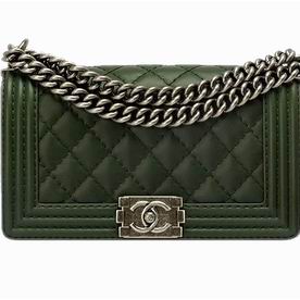 Chanel Medium Lambskin Boy Bag DarkGreen(Antique-Silver) A44576