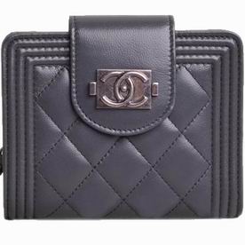 Chanel Boy Lambskin Antique-Silver Hardware Wallet Gray A68738