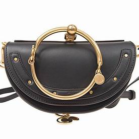 Chloe Nile Minaudiere Black Smooth Calfskin Gold Chain CHC17US302H