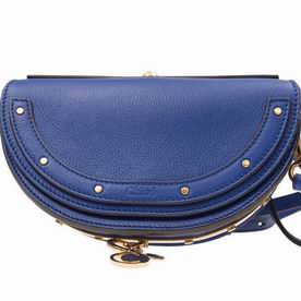 Chloe Nile Minaudiere Blue Smooth Calfskin Gold Chain CHC17US302