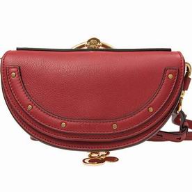 Chloe Nile Minaudiere Red Smooth Calfskin Gold Chain CHC17US302H