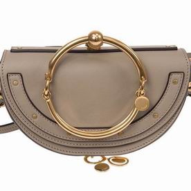 Chloe Nile Minaudiere Smooth Calfskin Grey Gold Chain CHC17US30