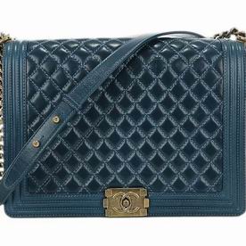 Chanel Reissue Calfskin Antique-Gold Haredware 30cm Boy Bag Blue A67087-Y09558