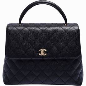 Chanel Caviar Leather Kelly E Briefcase Black Gold Hardware C49395B
