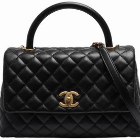 Chanel Caviar Leather Coco Handle Anti-Gold Handbag Black A92991JQFX
