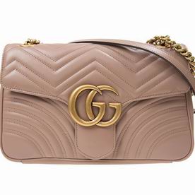Gucci Marmont Matelasse Chevron Shoulder Bag Brown Pink 443496DRW3T57