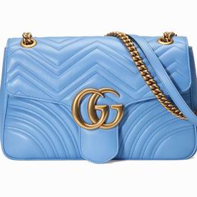 Gucci GG Marmont Matelasse Chevron Leather Shoulder Bag Light Blue G443496 DRW3T 4338