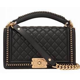 Chanel Calfskin Quilted Medium Boy Top Handle Flap Black CH7822589