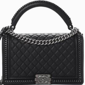 Chanel Calfskin Quilted New Medium Boy Top Handle Flap Black CH587968